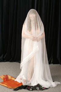 She keeps telling Ron, 'you don't need a lot of money to get married... like, you don't even need more than this here veil!